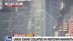 Crane in New York City catches fire in collapse