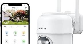 wansview 2K Security Cameras Wireless Outdoor-2.4G WiFi Home Security Cameras via Remote Control with Phone APP for 360° View, Color Night Vision, 24/7 SD Card Storage, Works with Alexa/Google Home