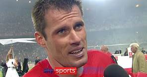 Jamie Carragher after winning the Champions League with Liverpool