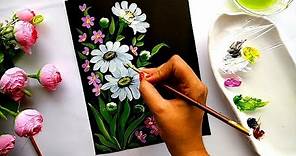Easy Flower Painting Tutorial | Beginner Flower Painting | Acrylic Painting