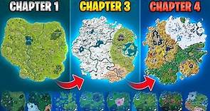 Evolution of Fortnite Map (Chapter 1 Season 1 - Chapter 4 Season 1)