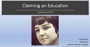 Claiming an Education Adrienne Rich