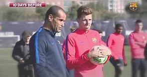 Barça B's Gerard Gumbau learns from the free kick master Rivaldo