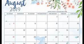 Blank August 2019 Calendar Printable