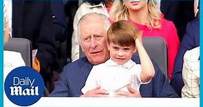 Cute moment Prince Charles bounces Prince Louis on his knee