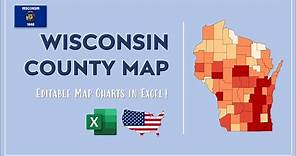 Wisconsin County Map in Excel - Counties List and Population Map
