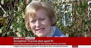 Josephine Tewson dies - BBC Breaking News (19 August 2022)
