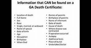 Understanding GA Death Certificates