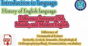 History of English Language || Difference between Old, Middle, and Modern English.