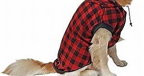 PAWZ Road Large Dog Plaid Shirt Coat Hoodie Pet Winter Clothes Warm and Soft Red XL
