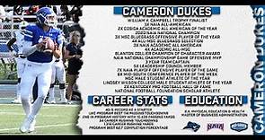 Cameron Dukes QB | Lindsey Wilson College | Career Highlights