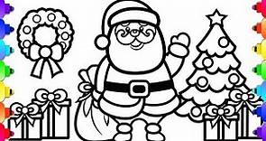 Learn to Draw Santa Coloring Page 🎅🎄💚⛄💙❄ Christmas Coloring Book 💚💗Simple Art
