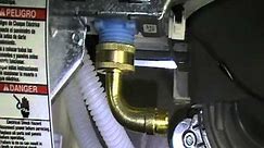 Installing a water supply fitting on a dishwasher made easy.