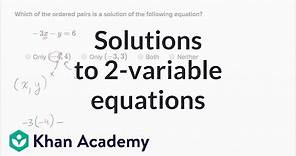 Checking ordered pair solutions to equations example 1 | Algebra I | Khan Academy