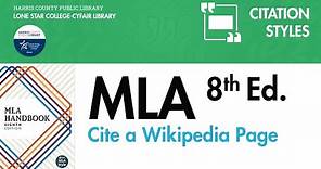 MLA Citation for a Wikipedia Page
