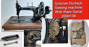 Gritzner Durlach One and only left with serial number 2000136 sewing machine made in Germany in 1890