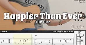 Happier Than Ever - Billie Eilish | Fingerstyle Guitar | TAB + Chords + Lyrics