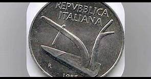 10 LIRE 1955 REPUBBLICA ITALIANA. DESCRIZIONE E VALORE.