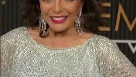 Joan Collins, 90, Sparkles On the Emmys 2024 Red Carpet in Blue Sequined Gown