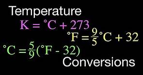 Temperature Conversions: Kelvin, Celsius and Fahrenheit