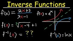 Inverse Functions - Domain & range- With Fractions, Square Roots, & Graphs