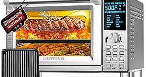 Nuwave Bravo XL Air Fryer Toaster Smart Oven, 12-in-1 Countertop Grill/Griddle Combo, 30-Qt Capacity, 50F-500F adjustable in precise 5F increments. Integrated Thermometer, Linear T Technology