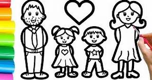 How to Draw a Family picture | Simple family drawing | Drawing and Coloring Family for Kids