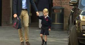 Shy Prince George starts first day of school