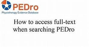 PEDro access to full text - English