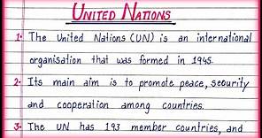 10 Lines on United Nations in English| About United Nations|