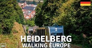 Walking in Heidelberg / Germany 🇩🇪 4K Funicular Railway Castle