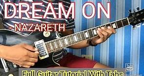 DREAM ON - NAZARETH FULL GUITAR TUTORIAL WITH TABS