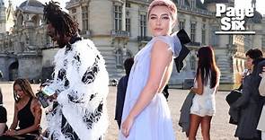 Florence Pugh rocks sheer gown, pink buzzcut at Valentino fashion show
