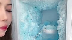 blue freezer frost eating #ice #asmr #icelover #viral #fyp #iceeatingasmr #iceeating #softice #freezerfrost #freezerfrosteating #colorfulfreezerfrost #iceeatingsound
