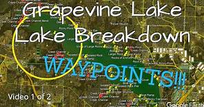 Grapevine Lake LAKE BREAKDOWN (Pt. 1) - Bass Fishing - Hot SPOTS & WAYPOINTS!!