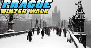 Prague CHARLES BRIDGE Winter Walk - Prague Czechia [4k]