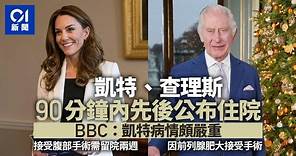 英國王室短時間公布凱特及查理斯住院 BBC：凱特病情不輕｜01國際｜英國王室｜凱特｜查理斯三世