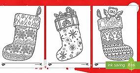 Christmas Stockings Colouring Sheets