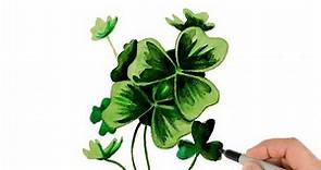 How to Draw Shamrock St. Patrick's Day | Watercolor Painting Techniques