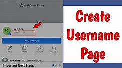 How to create username on Facebook Page