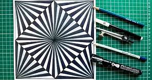 How to draw black and white 3D illustration /geometric design /rainbow art