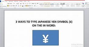 How to Type Japanese Yen Symbol (¥) - Japanese Currency Symbol