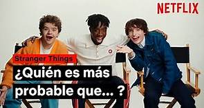 ¿QUIÉN ES MÁS PROBABLE QUE…? con Gaten, Caleb y Finn | Stranger Things | Netflix España