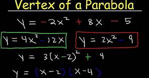 How To Find The Vertex of a Parabola - Standard Form, Factored & Vertex Form