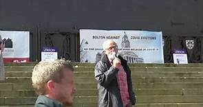 Kevin McKeon speaking at the Bolton Against Covid Evictions event on 21-09-20