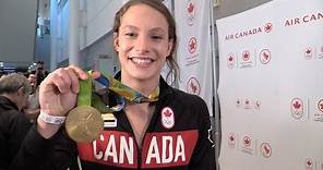 Rio 2016: Penny Oleksiak returns to Canada sporting her gold medal