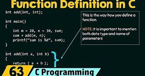 Function Definition in C