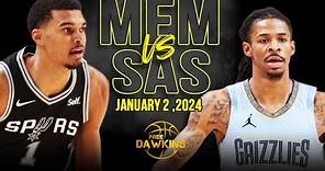 Memphis Grizzlies vs San Antonio Spurs Full Game Highlights | January 2, 2024 | FreeDawkins