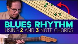 Blues rhythm comping ideas using 2 note and 3 note chords (Dyads and Triads) - Guitar Lesson - EP553