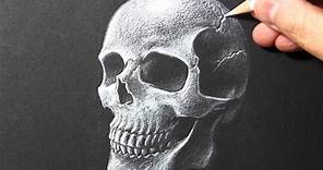Drawing Time Lapse: Skull [White Pencil/Black Paper]